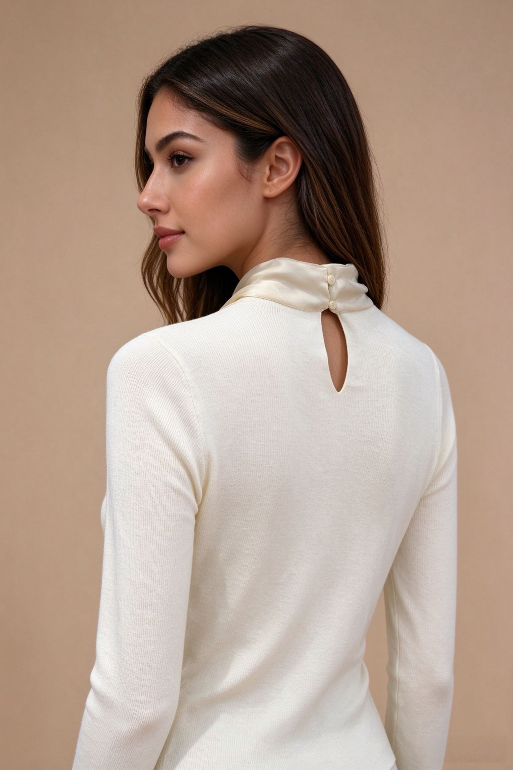 Q26 Sheer Bow Ribbed Sweater