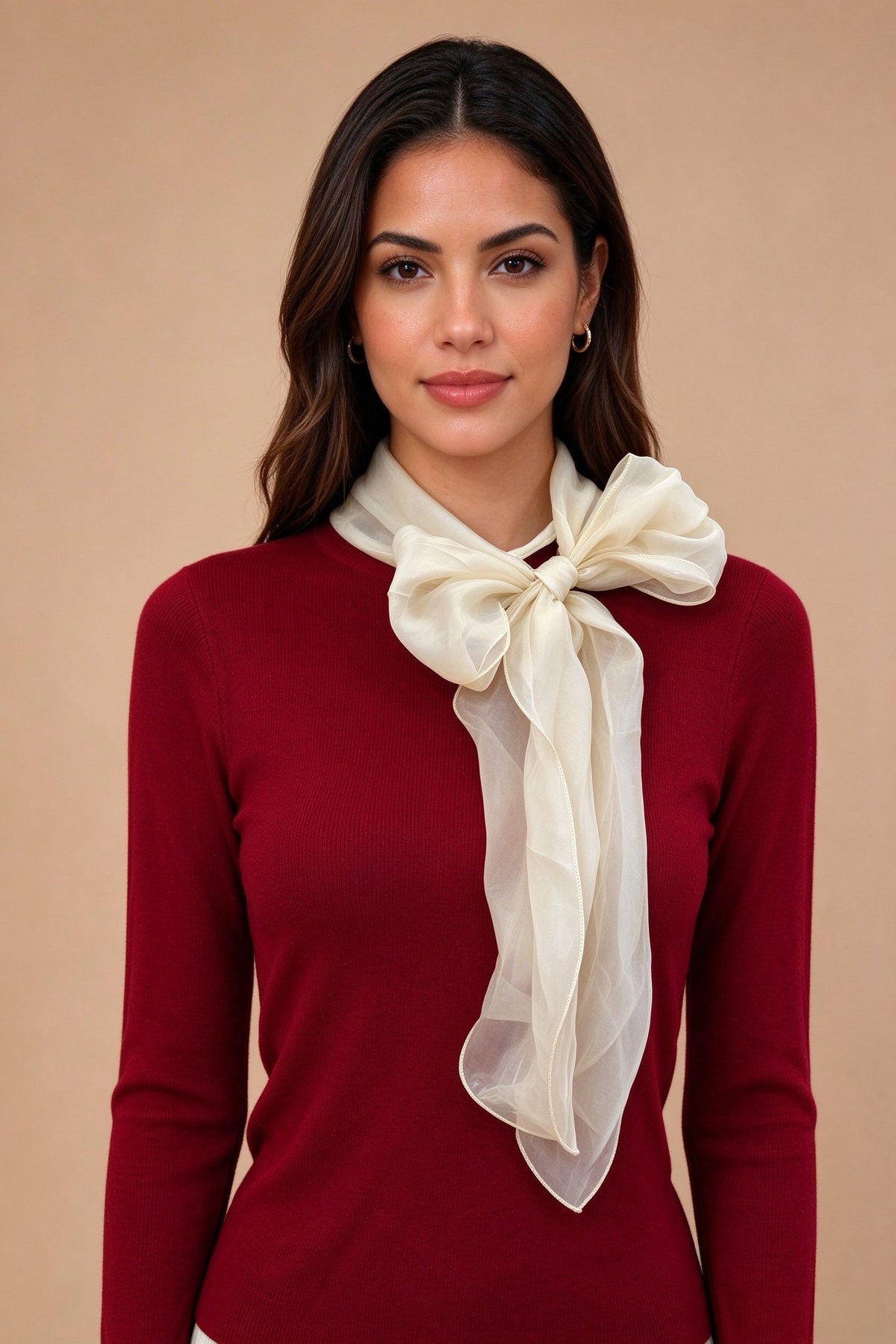 Q26 Sheer Bow Ribbed Sweater