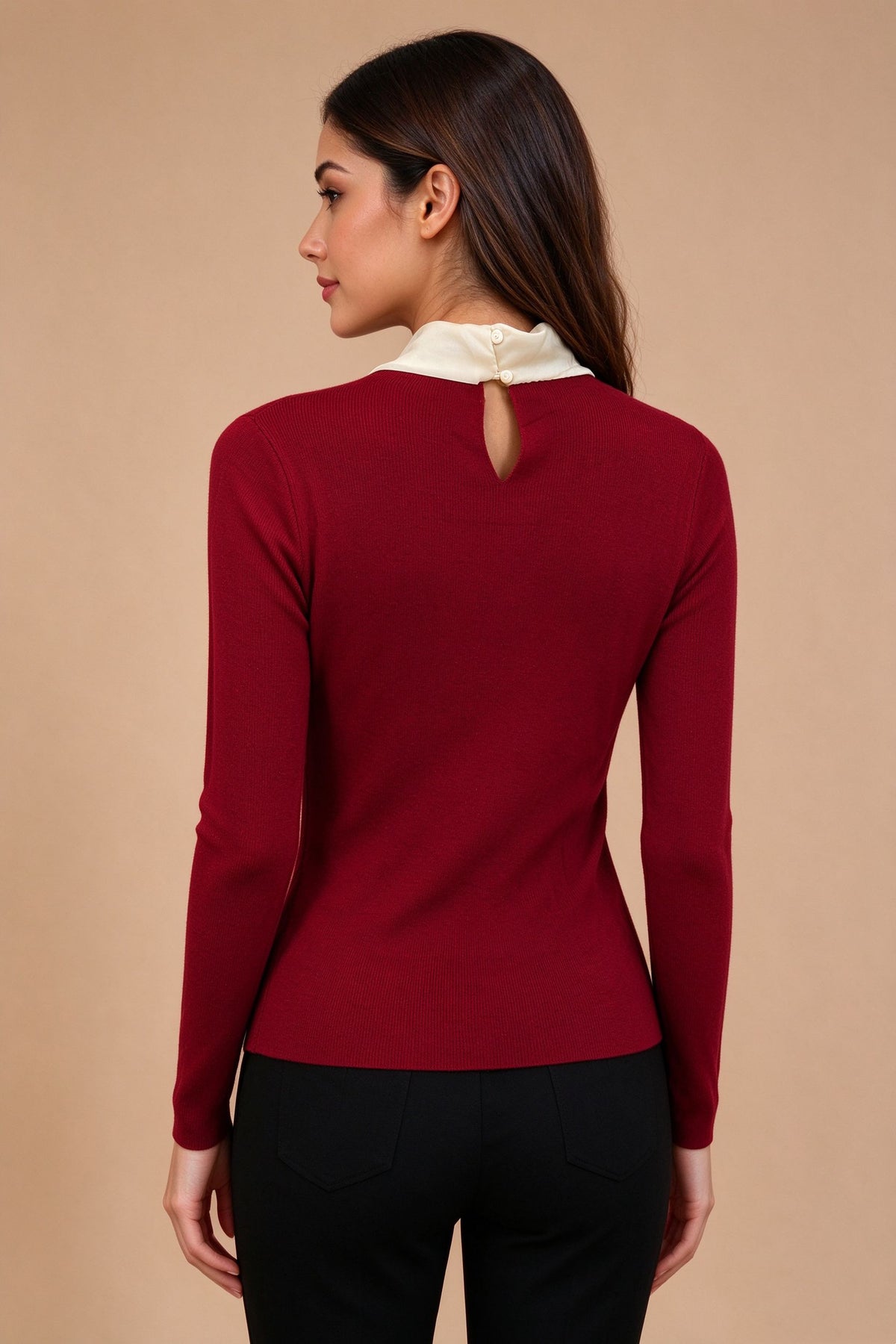 Q26 Sheer Bow Ribbed Sweater