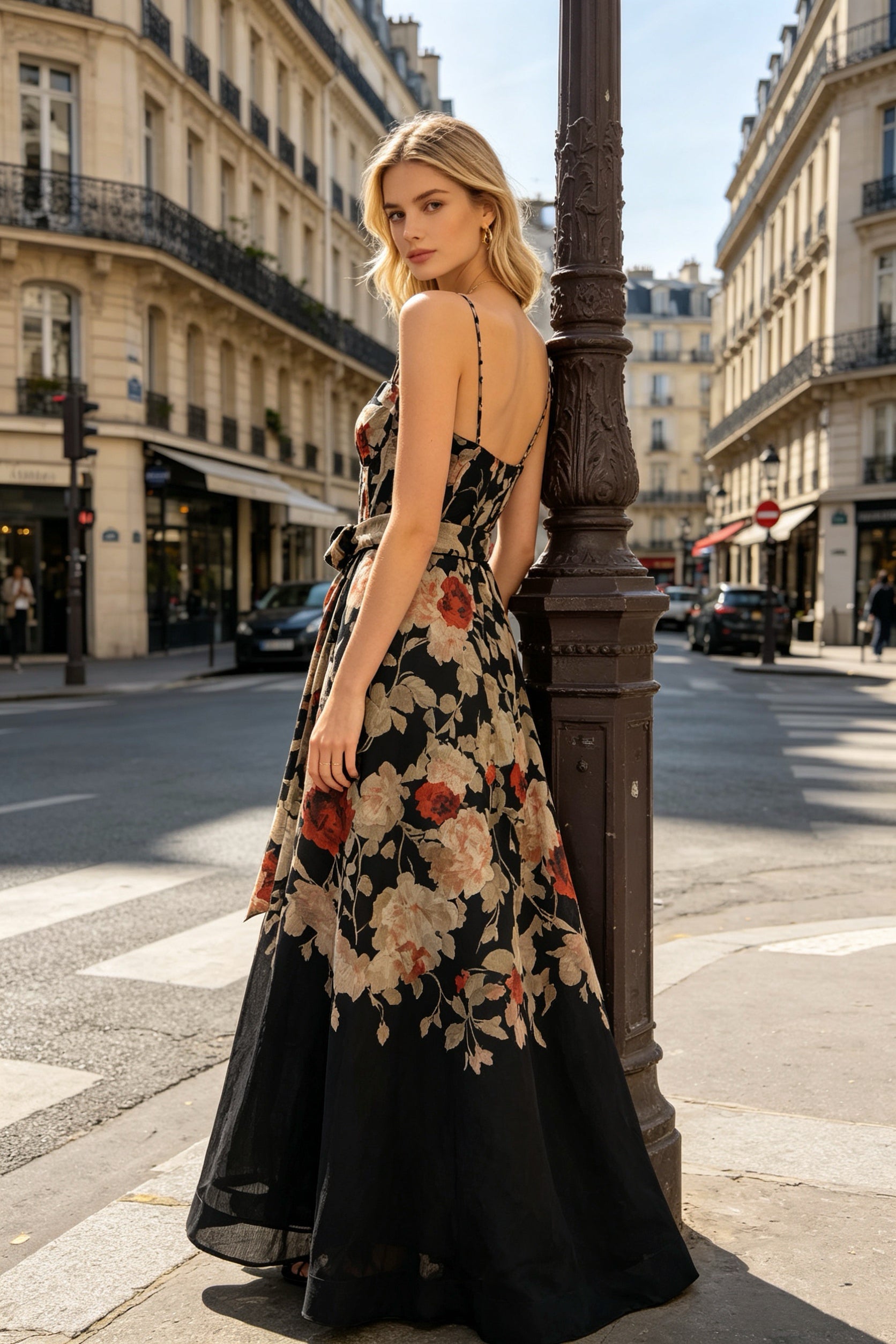 Q26 Embellished Floral Linen Long Dress