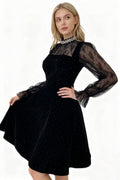Q25 Velvet Lace Sleeve Dress