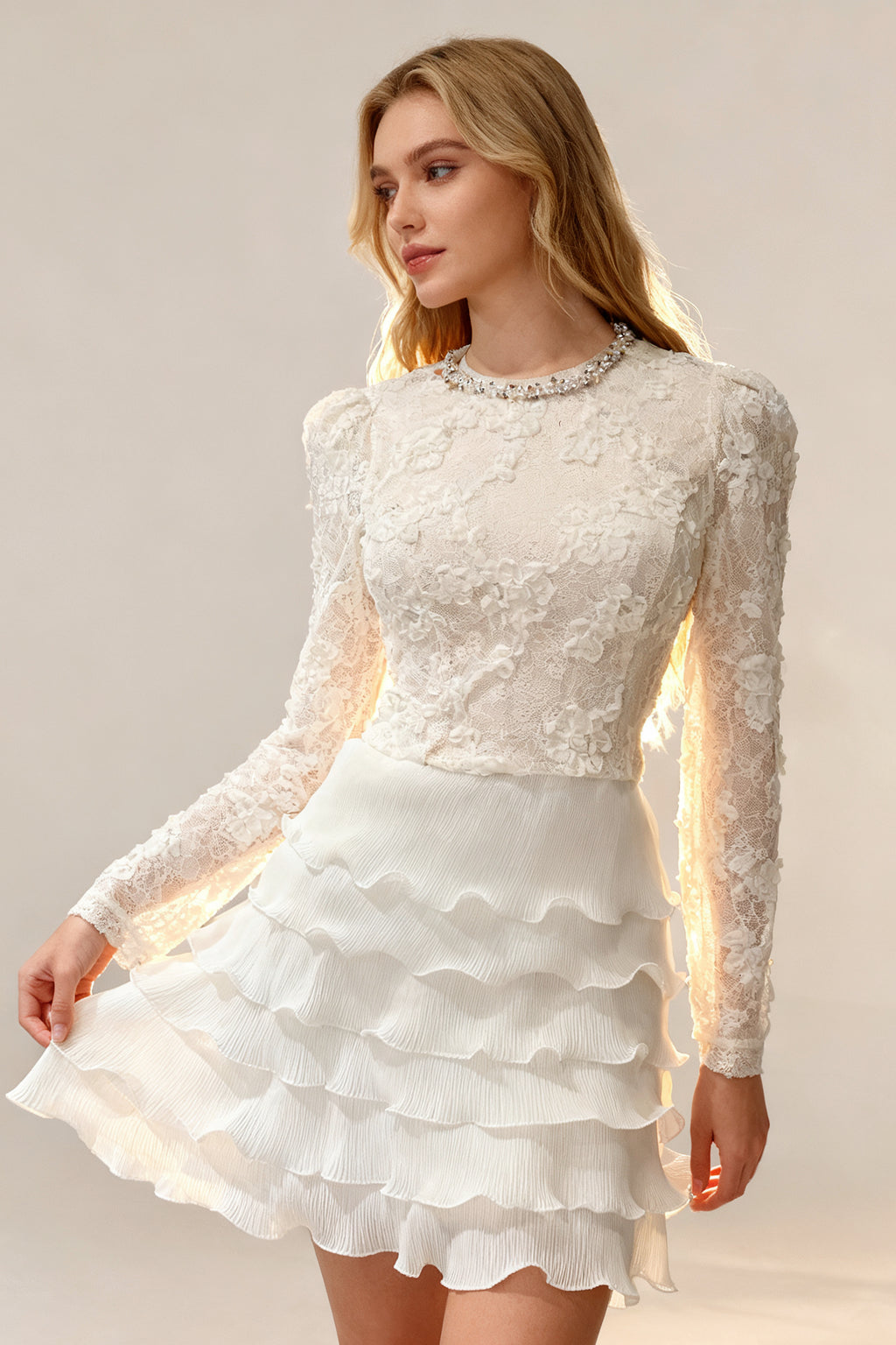 Q25 Lace & Ruffle Layer Dress