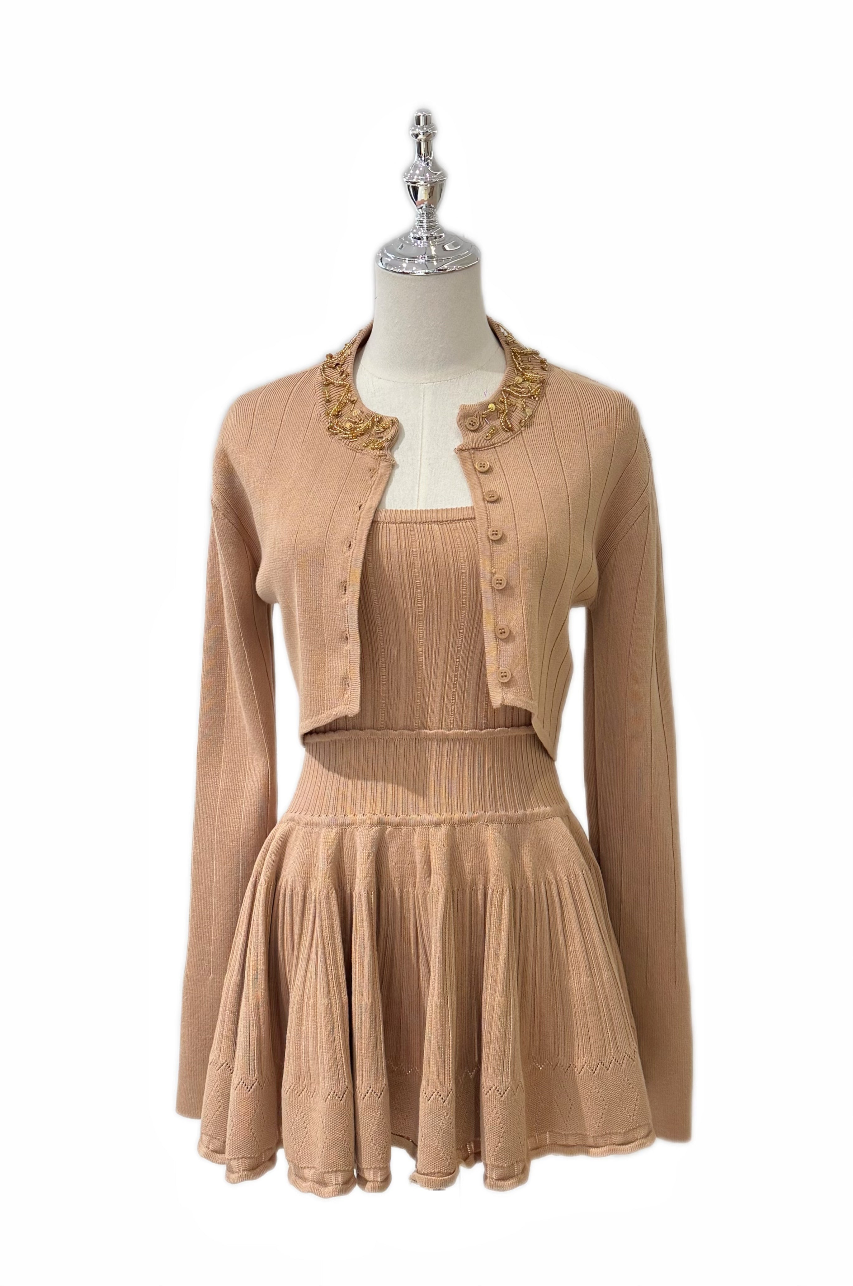 Q25 Jewel-Neck Two-Piece Sweater Dress Set