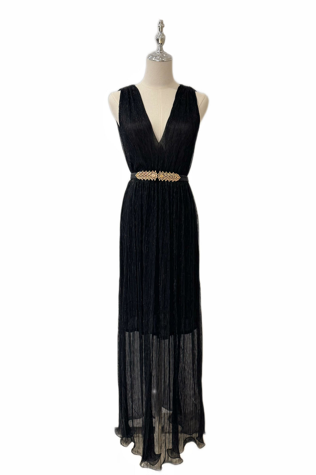 Q25 Sparkle V-Neck Gown with Belt
