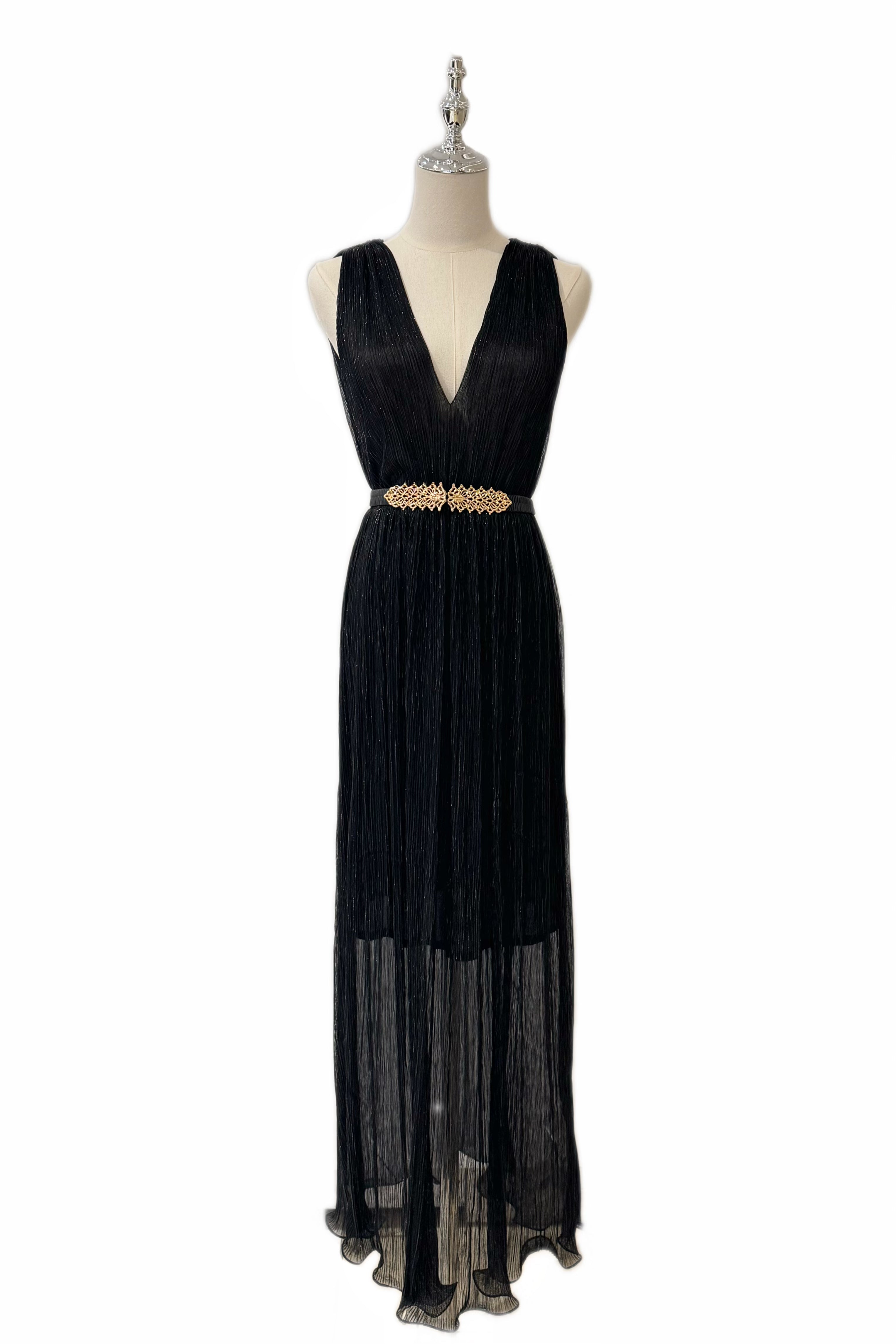Q25 Sparkle V-Neck Gown with Belt