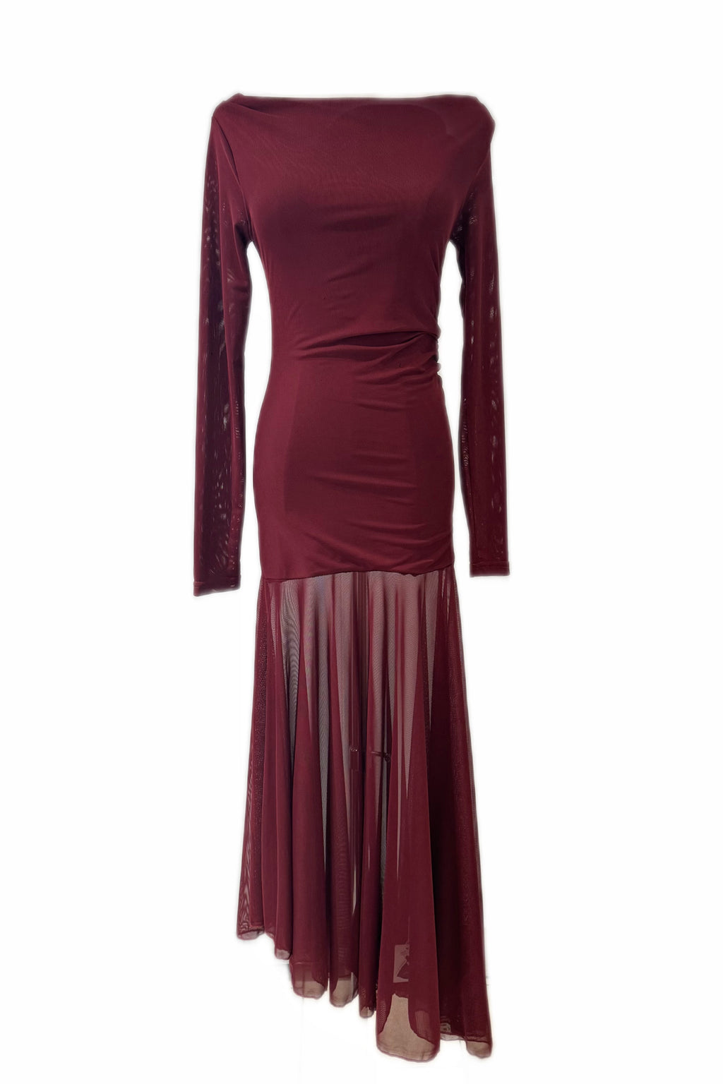 Q25 Elegant Sheer Hem Maxi Dress