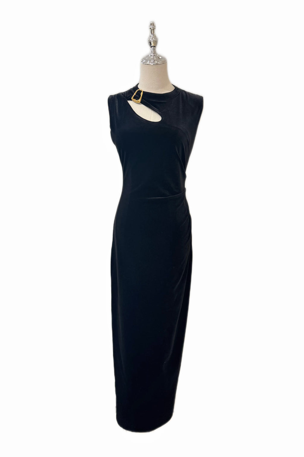 Q25 Velvet Buckle Slit Dress