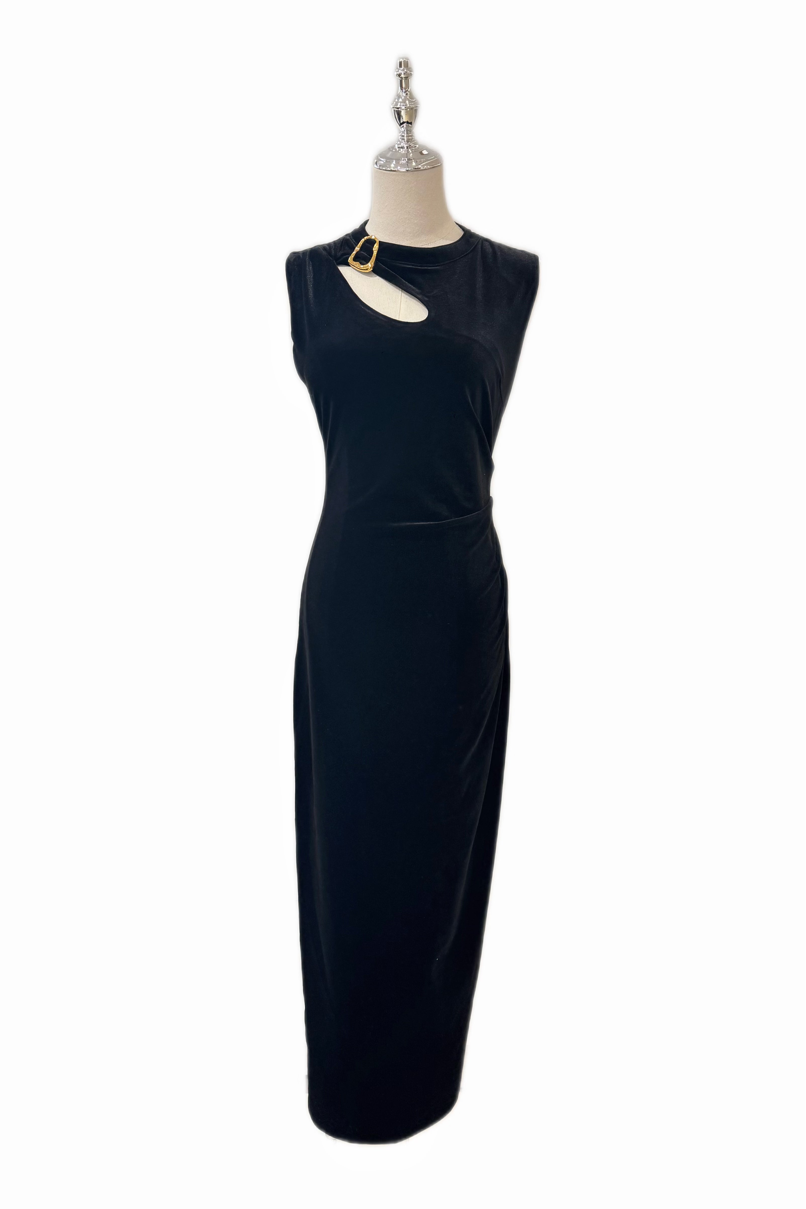 Q25 Velvet Buckle Slit Dress