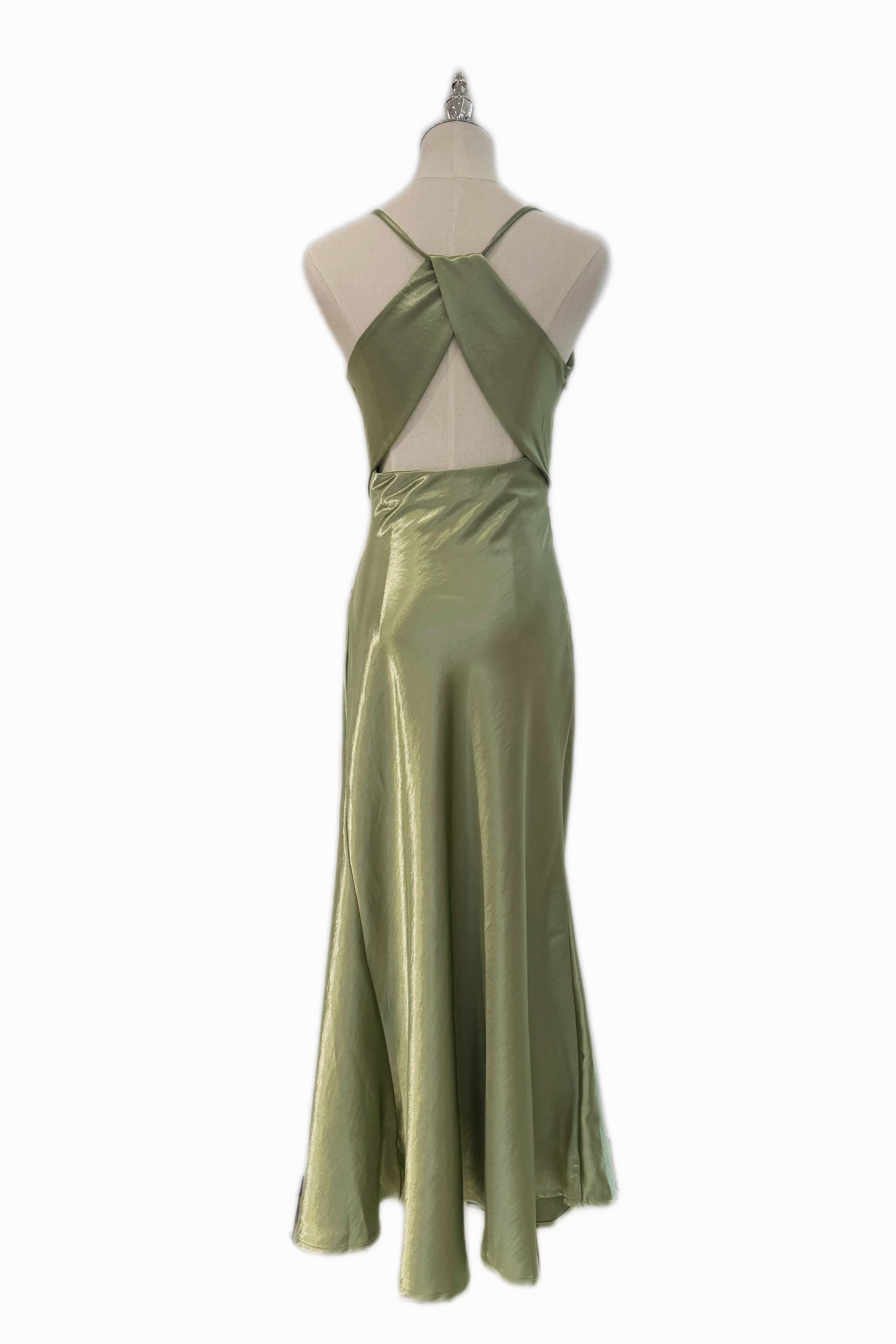 Q25 Satin Open-Back Long Dress