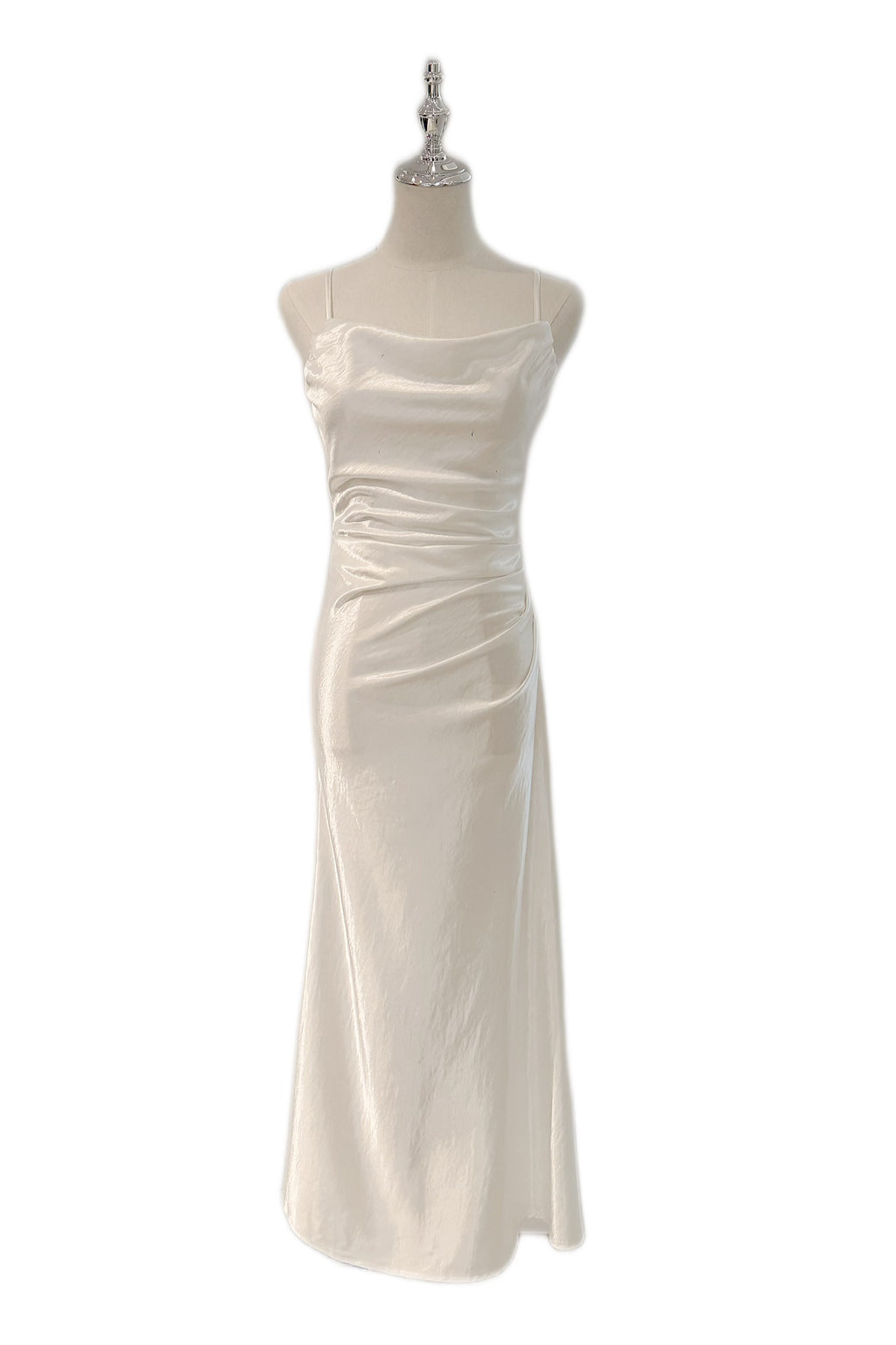 Q25 Satin Open-Back Long Dress