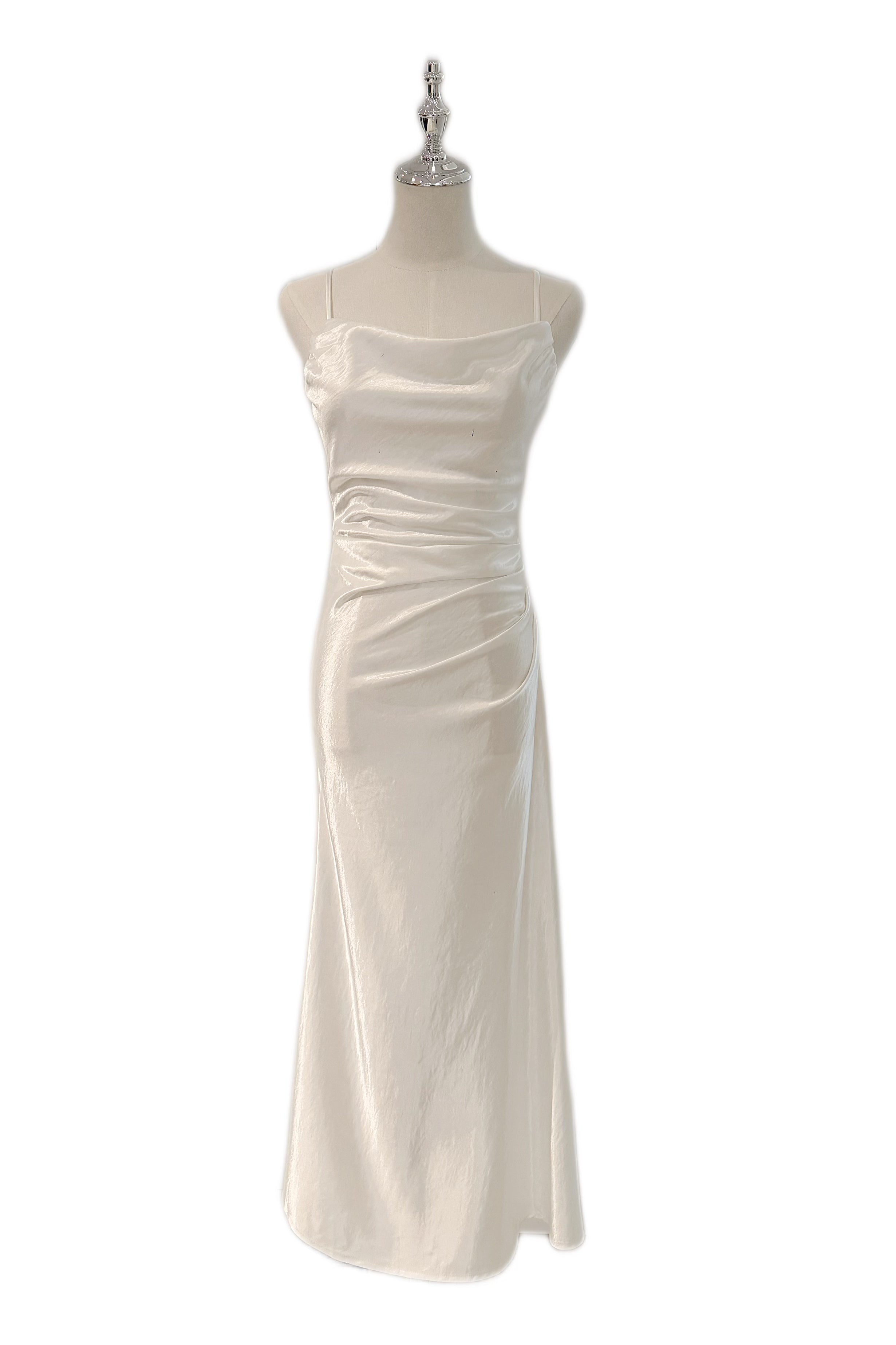 Q25 Satin Open-Back Long Dress