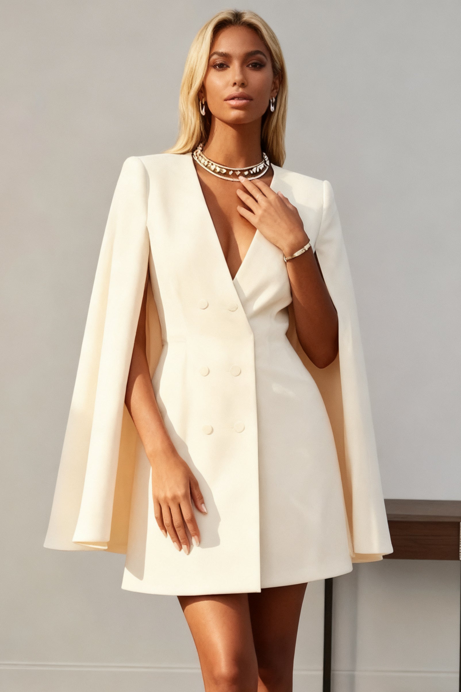 Q25 Cape-Style Blazer Dress