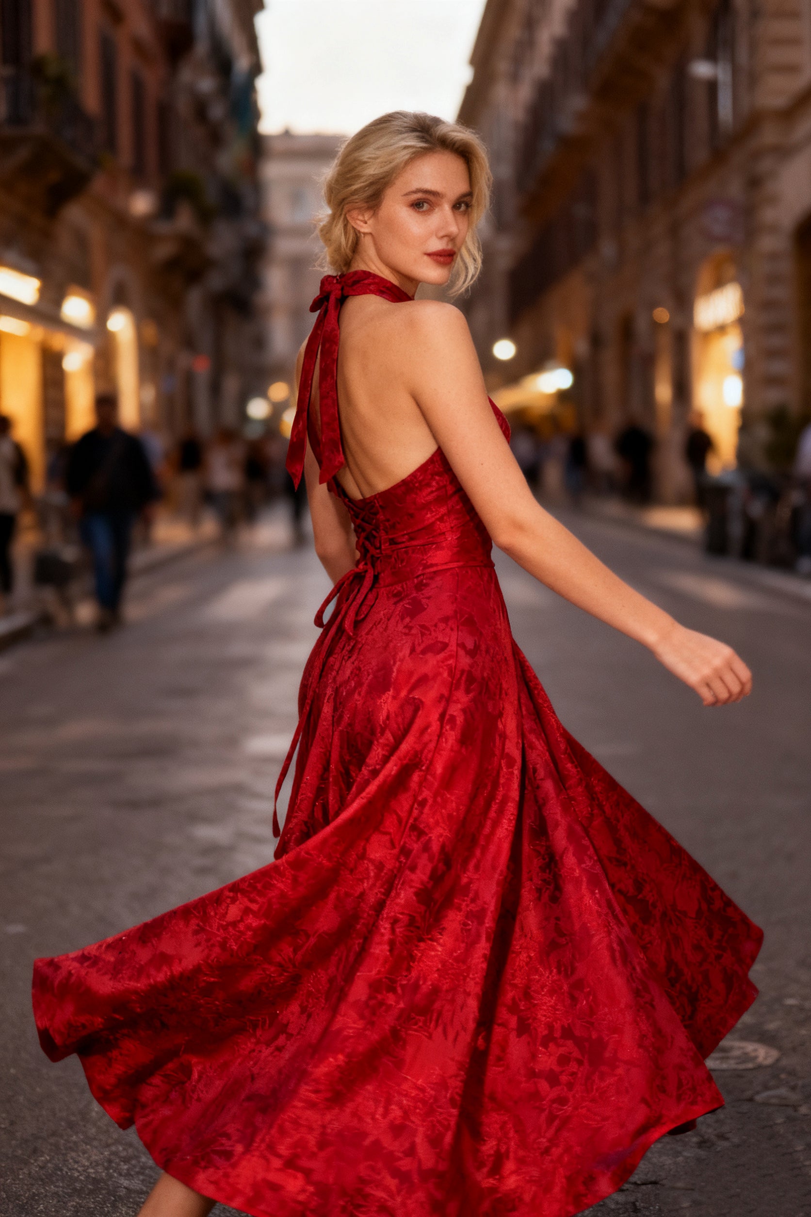 Q25 V-neck Halter Gown