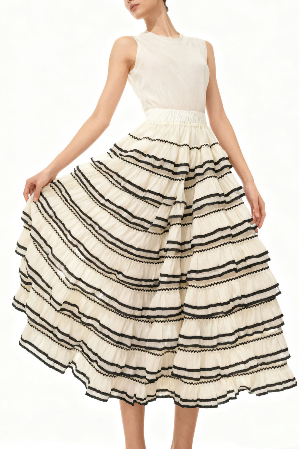 Q25 Vintage Ruffle Tier Skirt