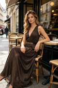 Q26 Sparkle V-Neck Gown with Belt