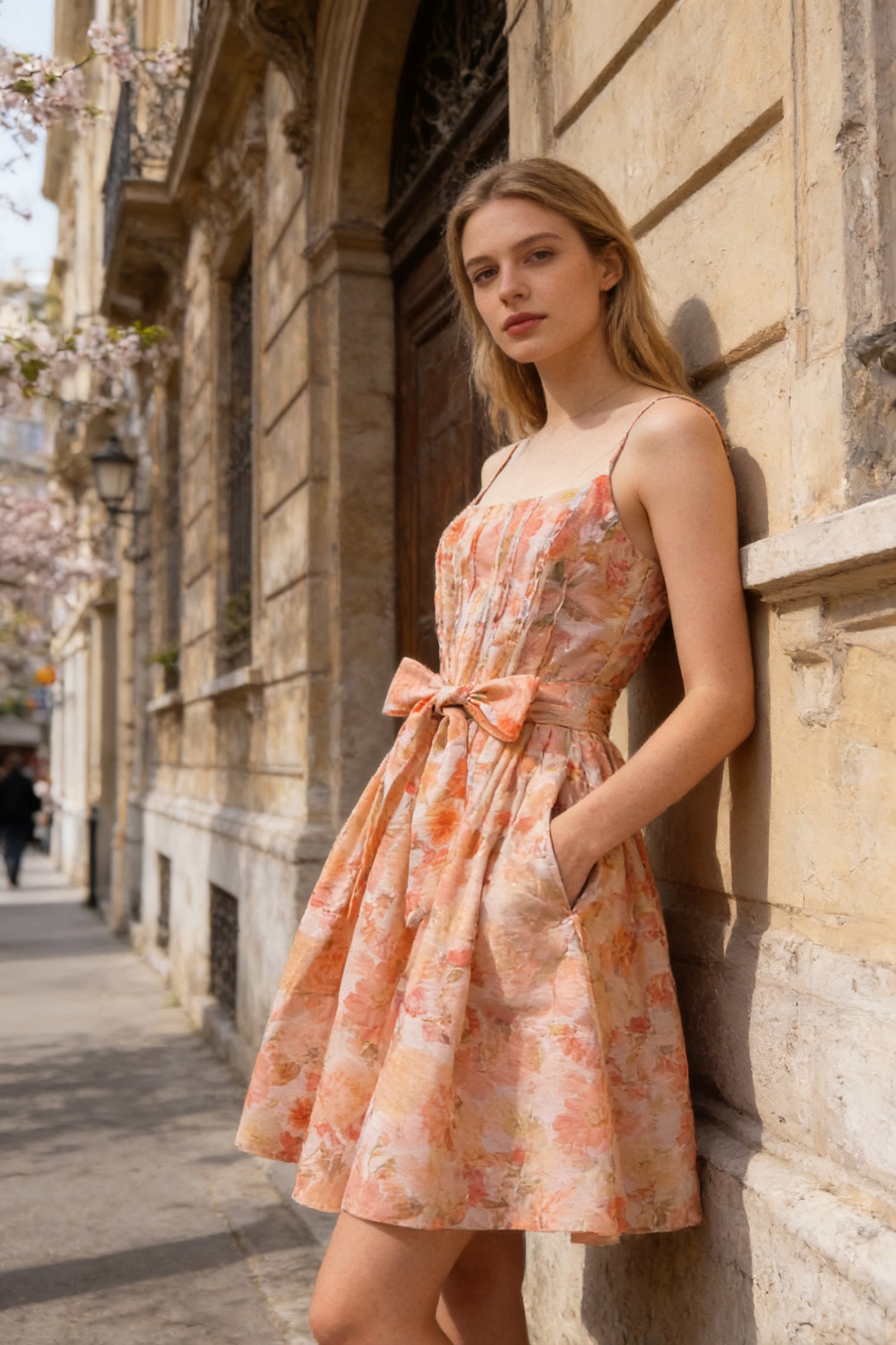 Q26 Floral Linen Corset Mini Dress