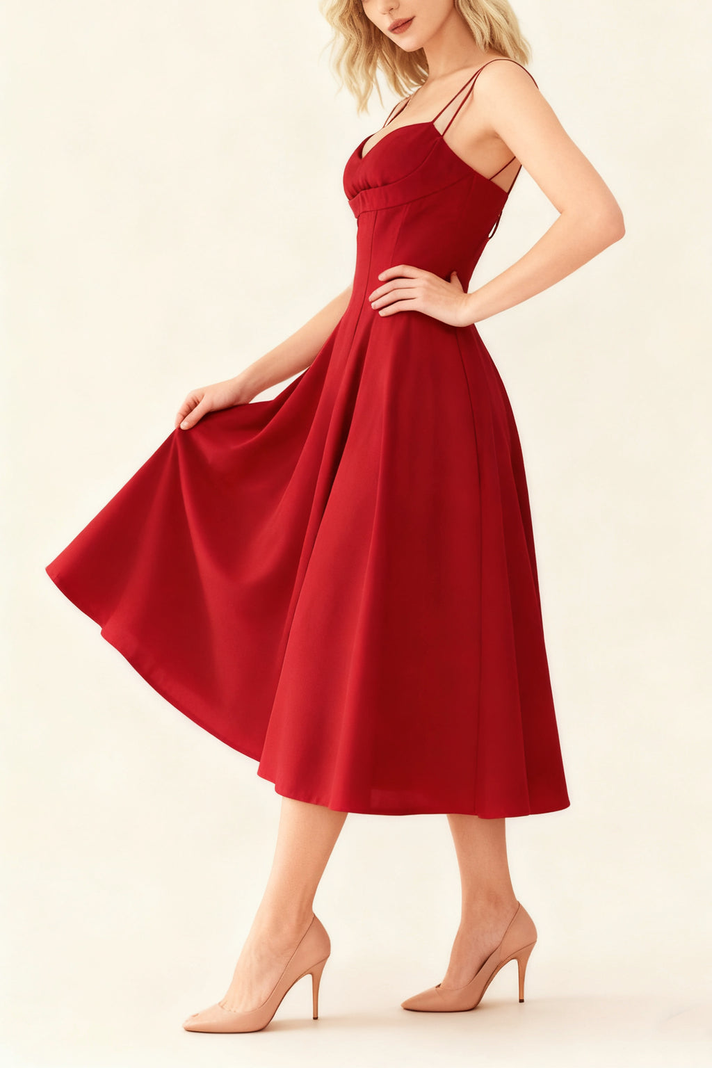 Q25 Double-Strap Midi Dress