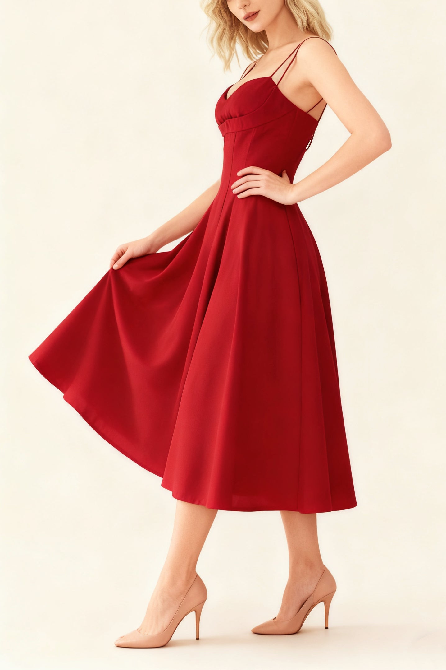 Q25 Double-Strap Midi Dress