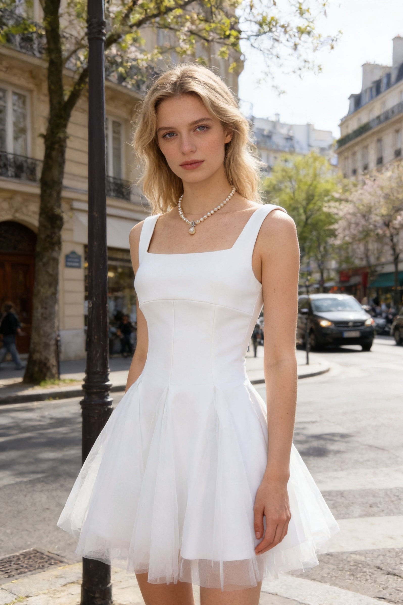 Q26 Structured Tulle Mini Dress