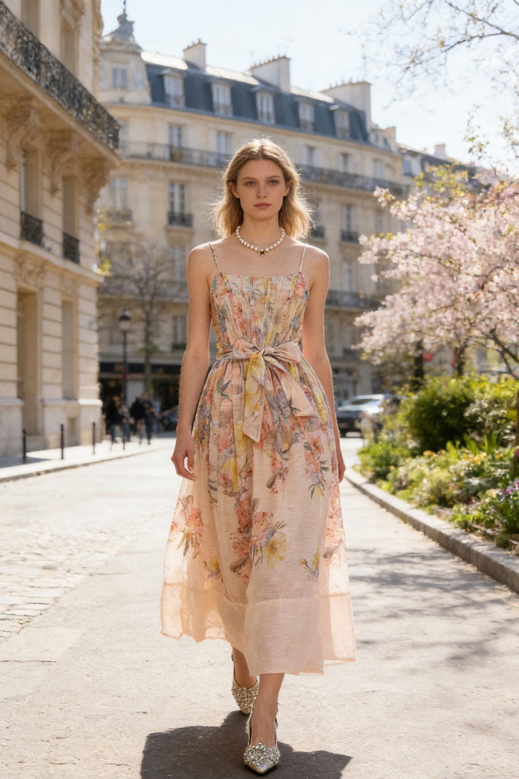 Q26 Floral Linen Long Dress