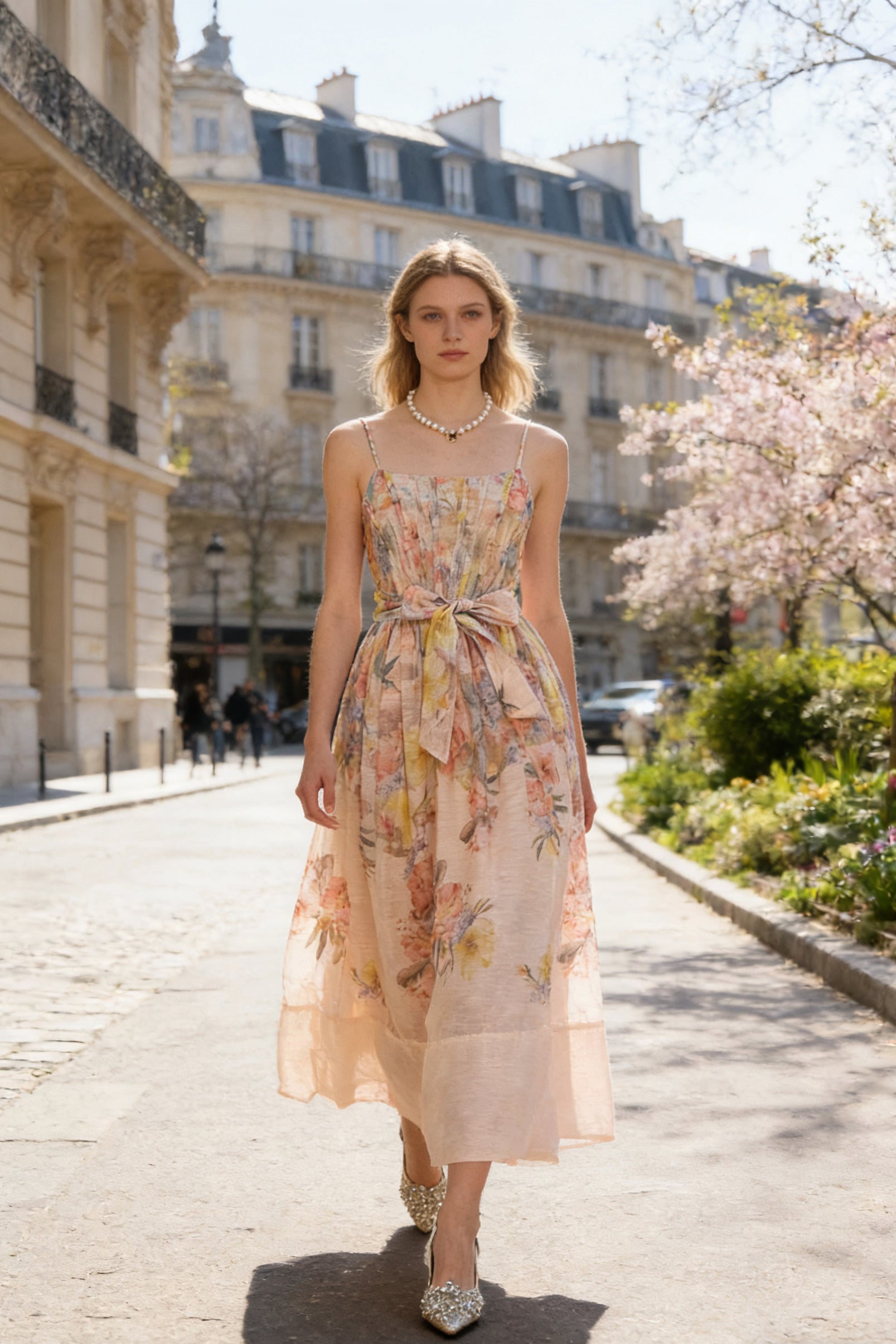 Q26 Floral Linen Long Dress