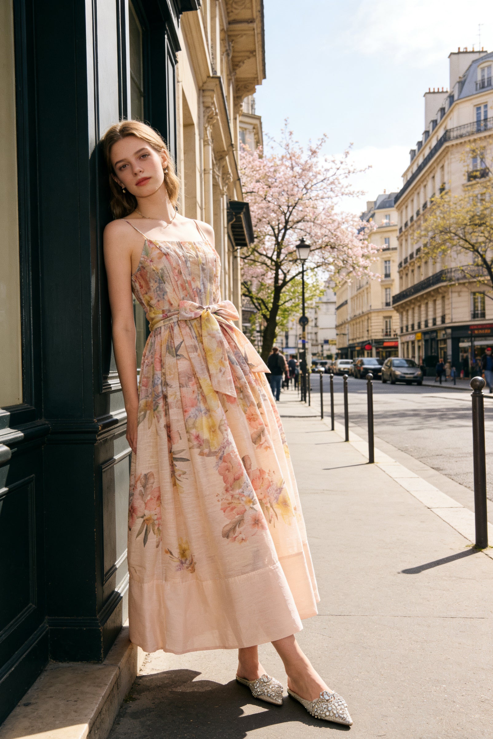 Q26 Floral Linen Long Dress