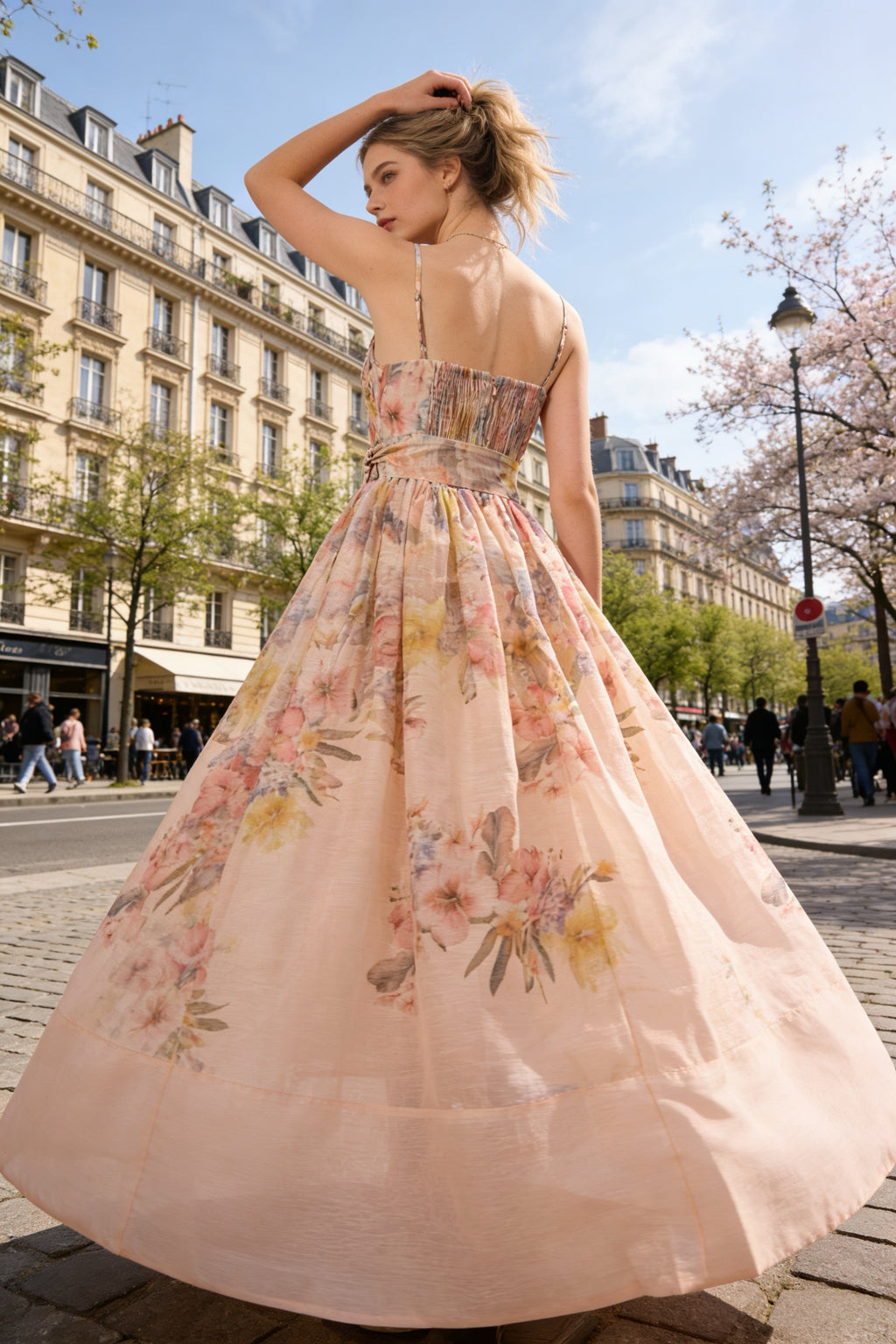 Q26 Floral Linen Long Dress