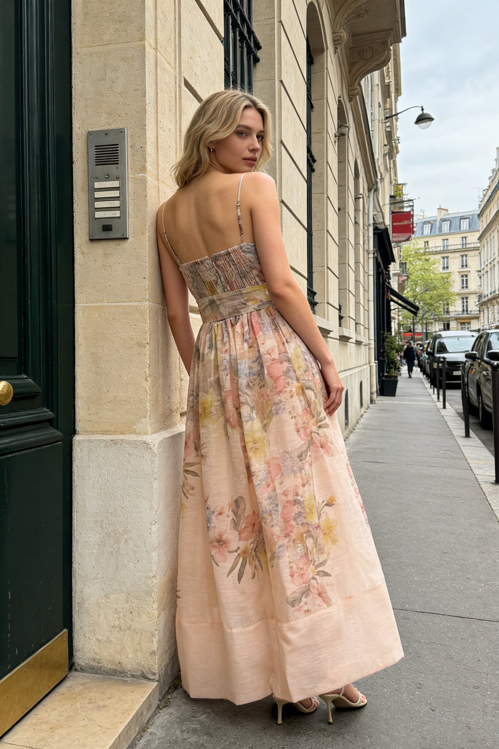 Q26 Floral Linen Long Dress