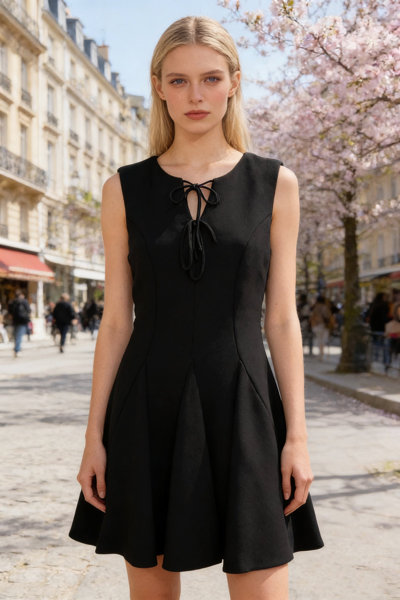 Q26 Cutout Bow Sleeveless Mini Dress