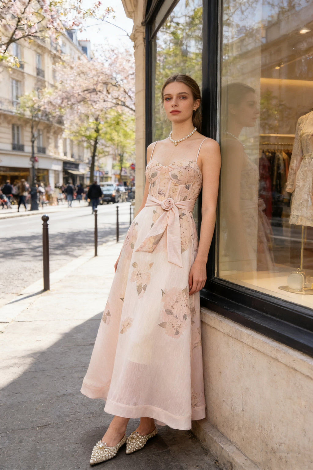 Q26 Blush Linen Long Dress with Belt