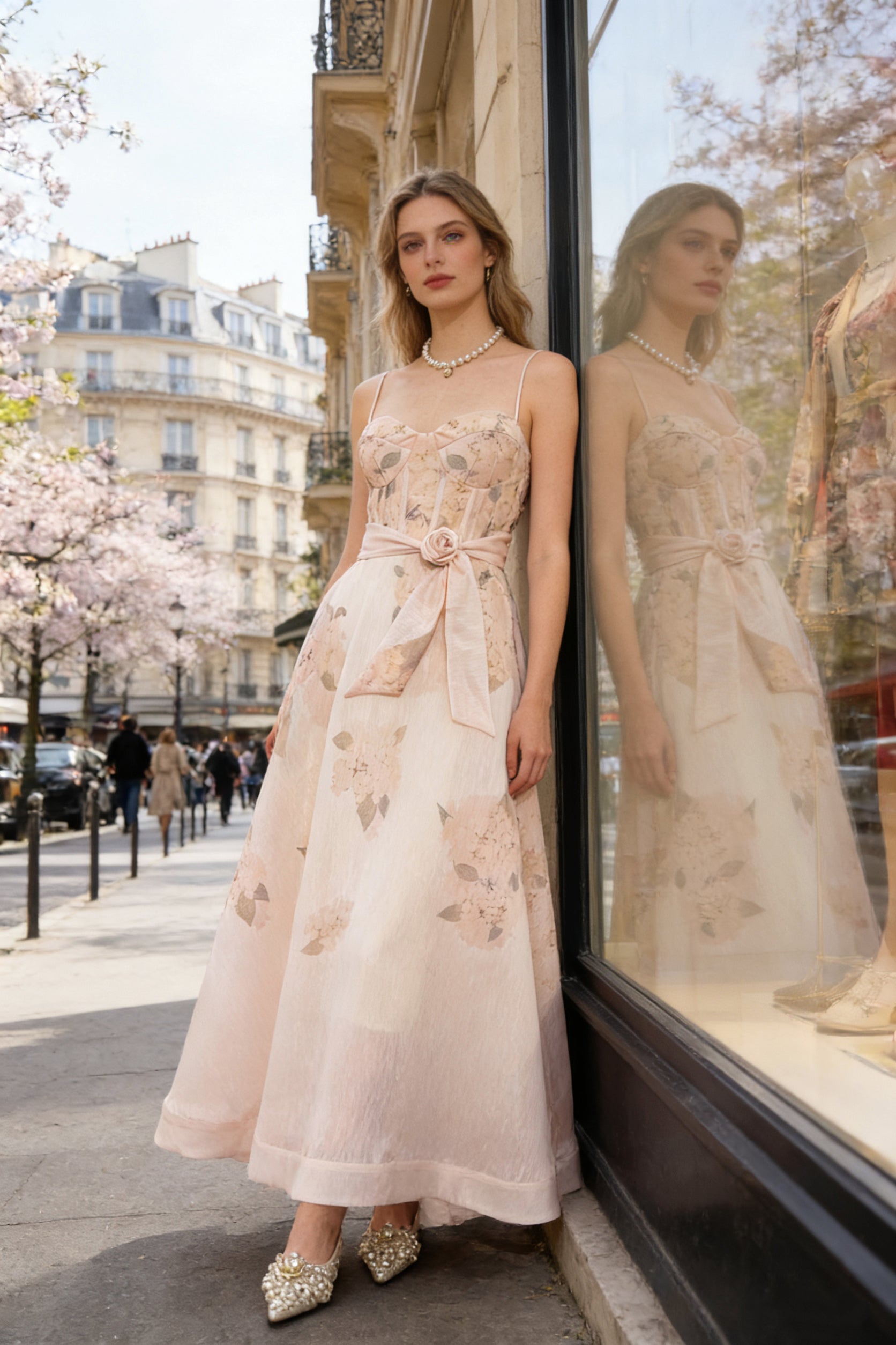 Q26 Blush Linen Long Dress with Belt