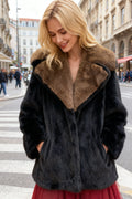 Q25 Vegan Fur Brown & Black Blazer Coat