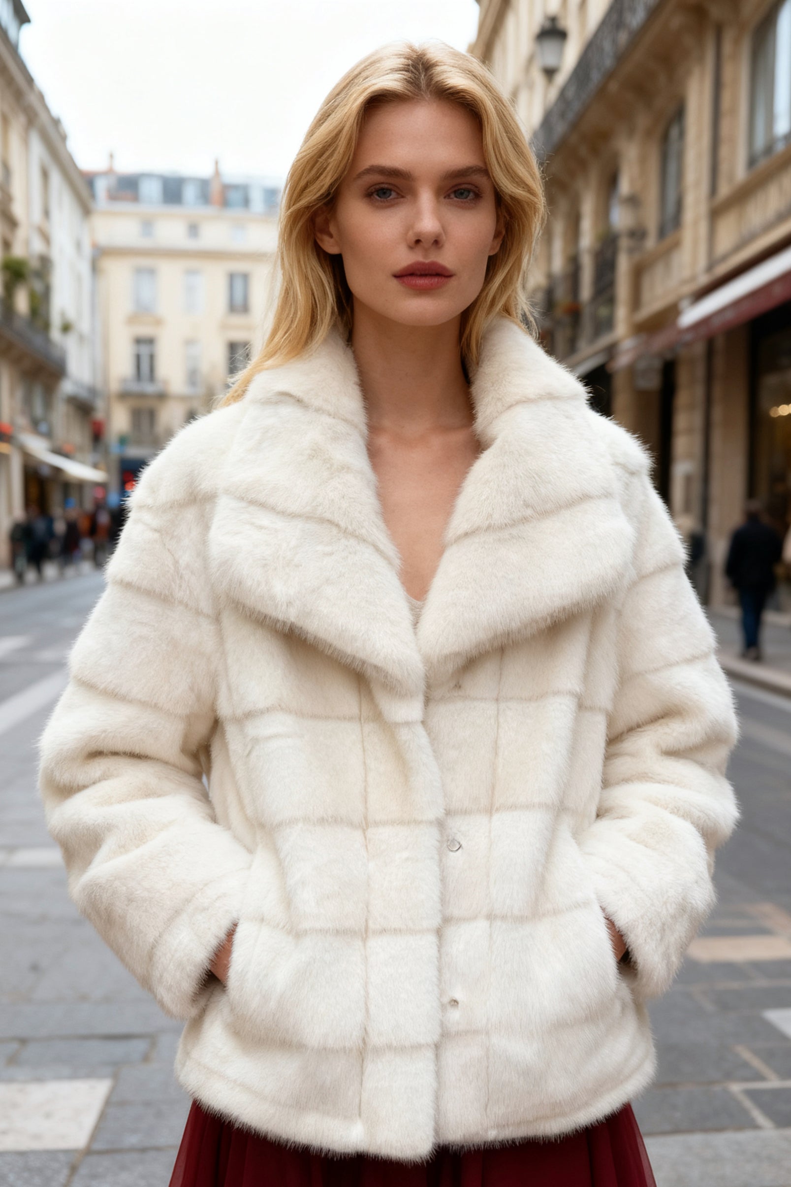 Q25 Short Layered Faux-Mink Coat