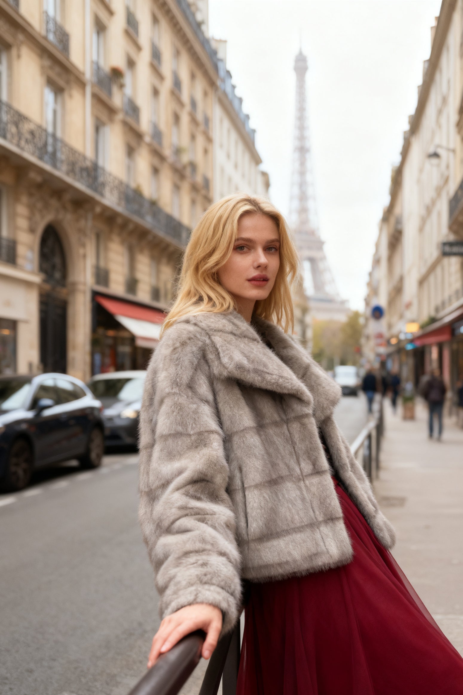 Q25 Short Layered Faux-Mink Coat