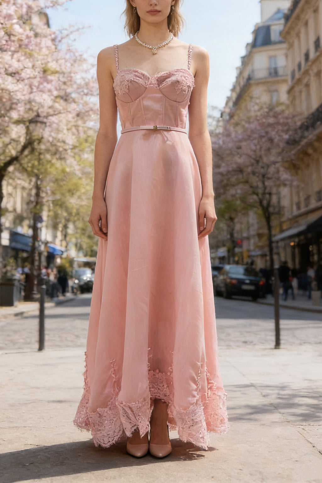 Q26 Lace Corset Maxi Dress with Belt