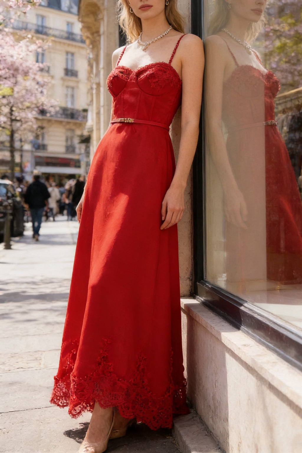 Q26 Lace Corset Maxi Dress with Belt