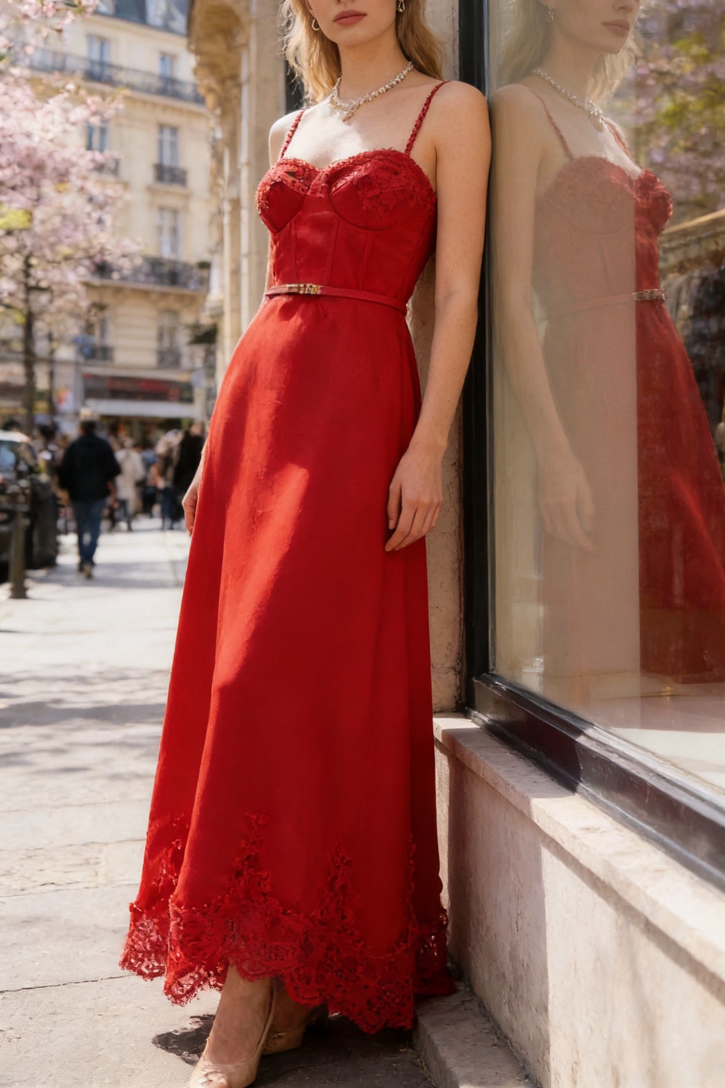 Q26 Lace Corset Maxi Dress with Belt