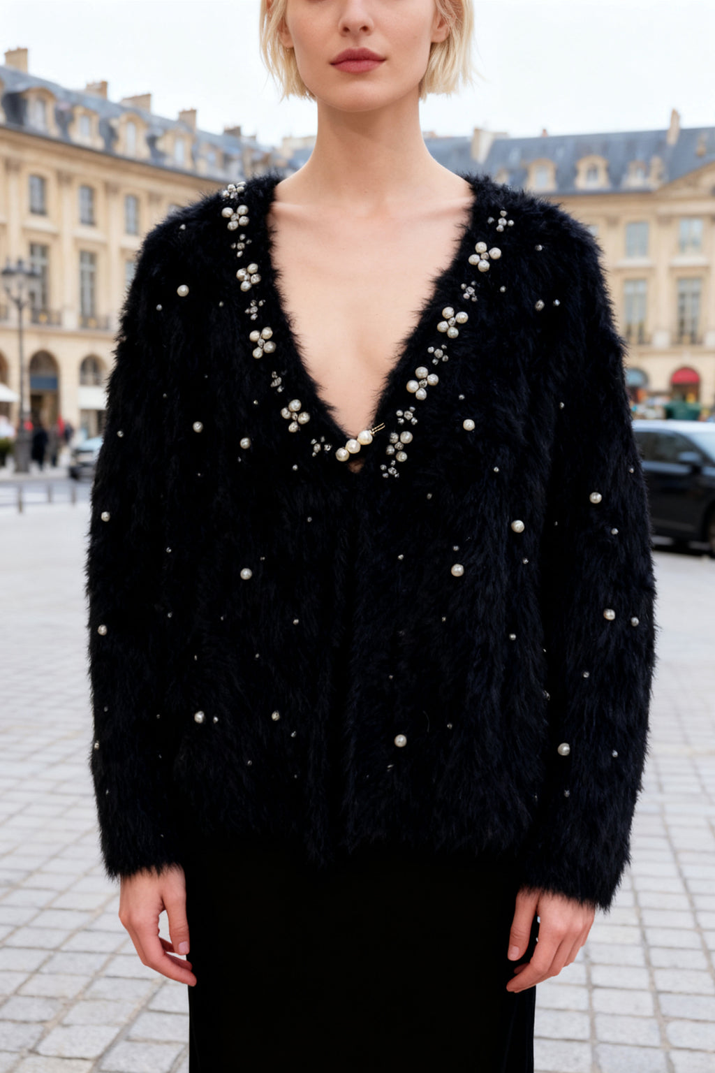 Q25 Pearl Scattered Oversized Sweater Top