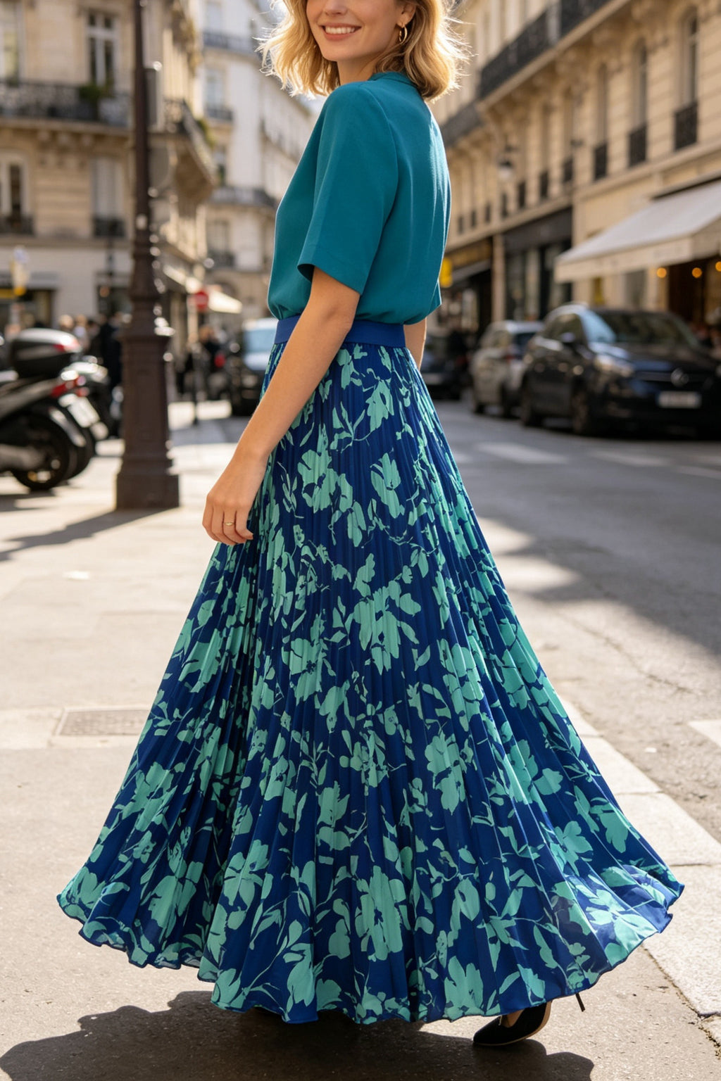 Q26 Bloom Pleated Long Skirt