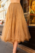 Q25 Layered Pearl Puff Long Skirt