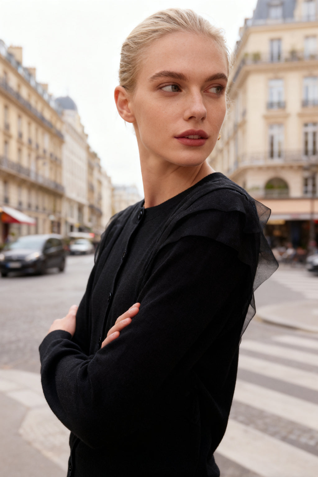 Q25 Lace-Trim Sweater Cardigan Top