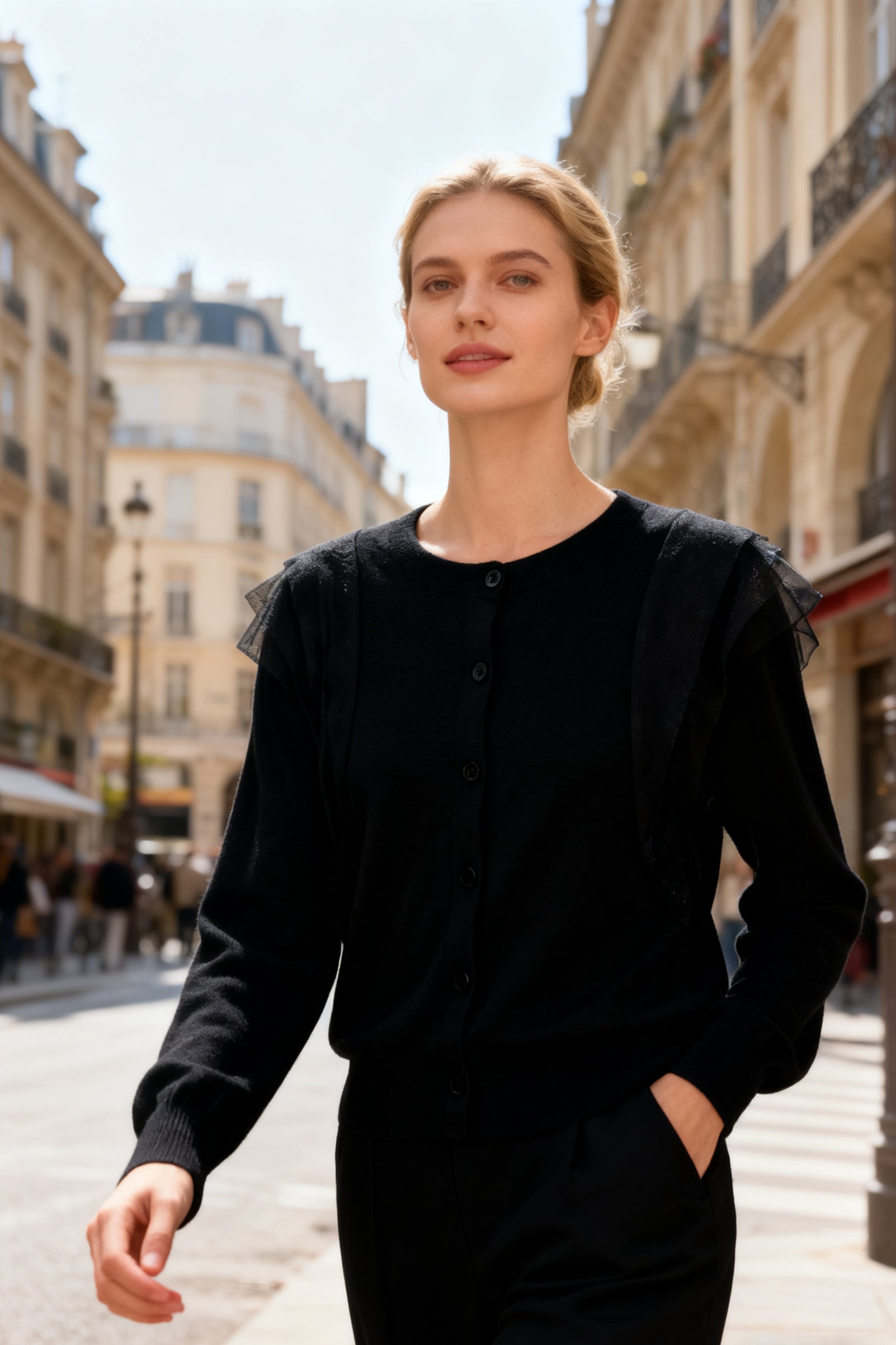 Q25 Lace-Trim Sweater Cardigan Top