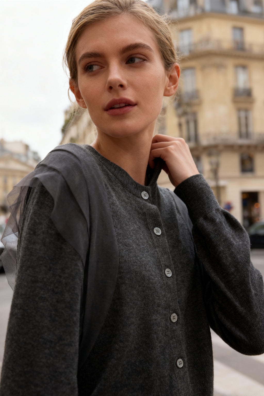 Q25 Lace-Trim Sweater Cardigan Top