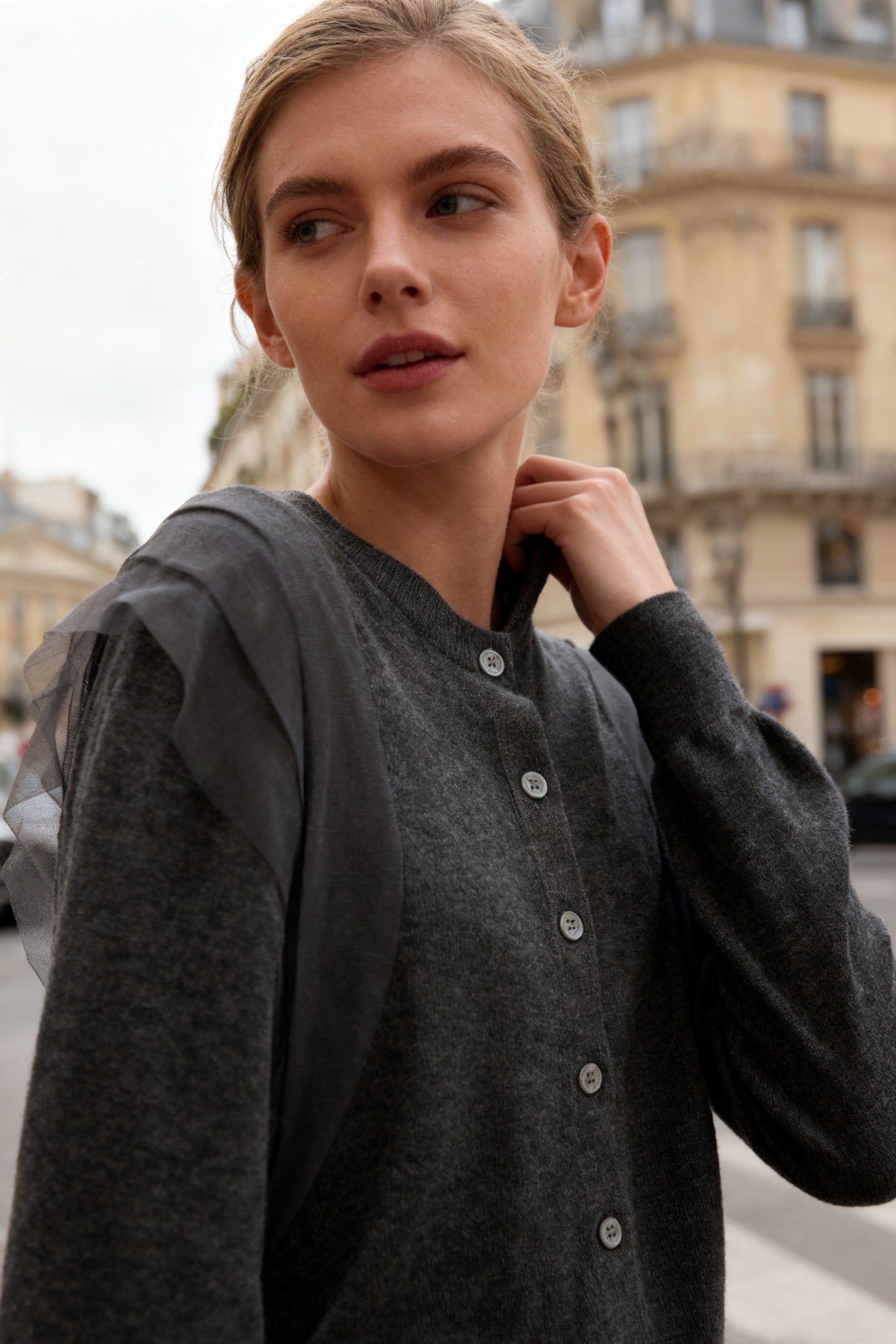 Q25 Lace-Trim Sweater Cardigan Top