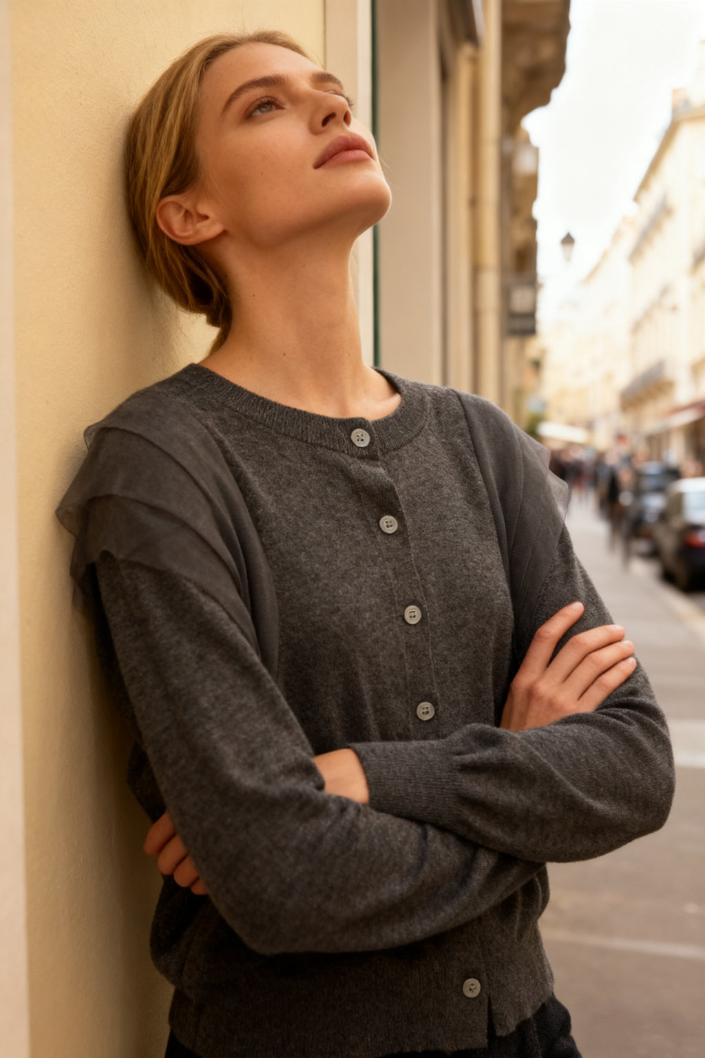 Q25 Lace-Trim Sweater Cardigan Top