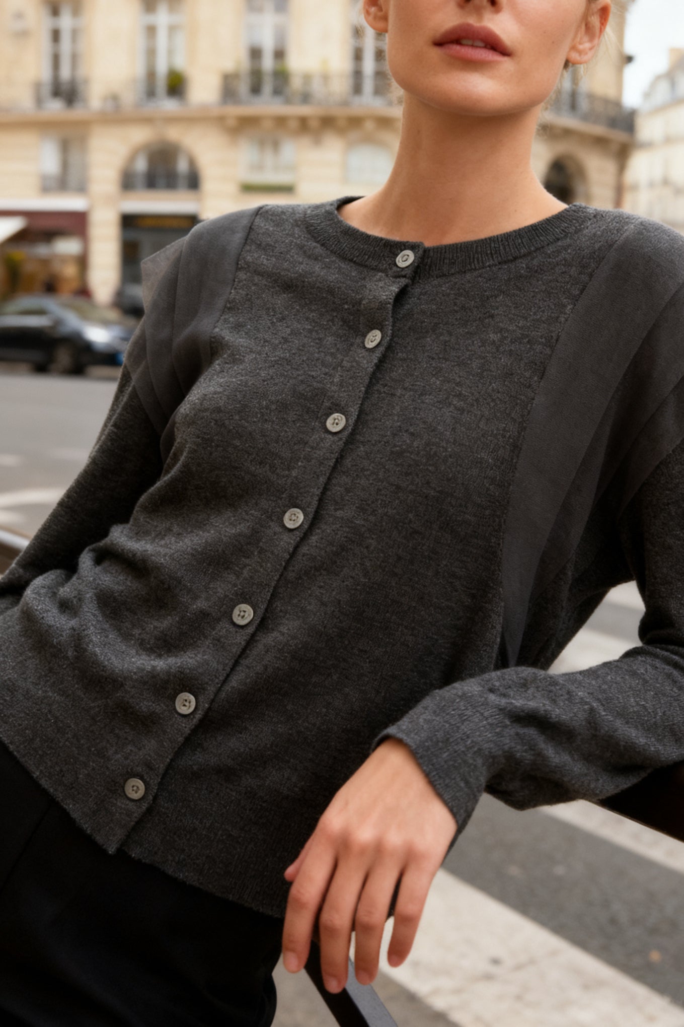 Q25 Lace-Trim Sweater Cardigan Top