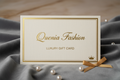 generate a gift card image, simple, luxury with just Queenia Fashion on the front, looks expensive